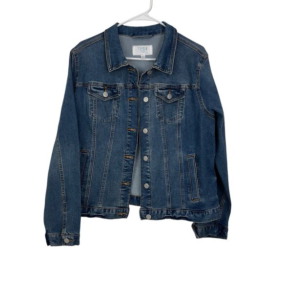 Time & Tru Womens Blue Denim Jacket SZ L (12-14Cotton Blend Classic Button-Down - Picture 13 of 13